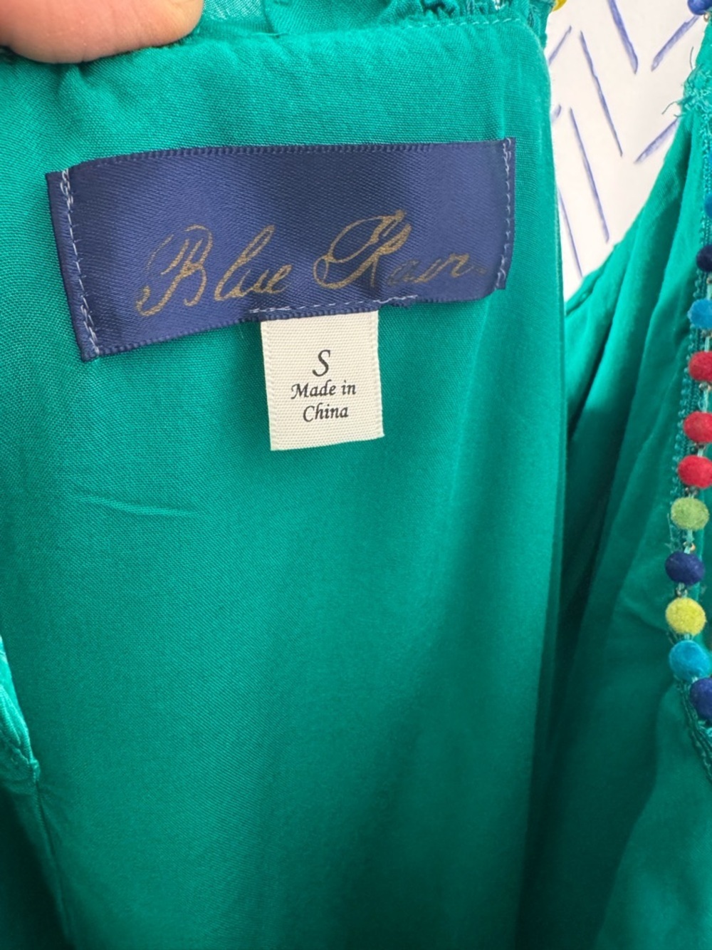 Francesca’s Swiss Dot Pom Pom Ruffled Mini Beach Dress sundress Size Small green - Picture 6 of 8